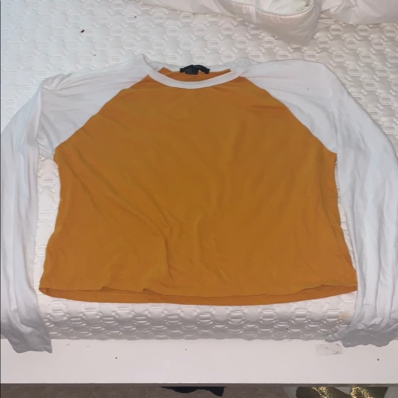 Forever 21 mustard baseball long sleeve tee shirt - Picture 1 of 2
